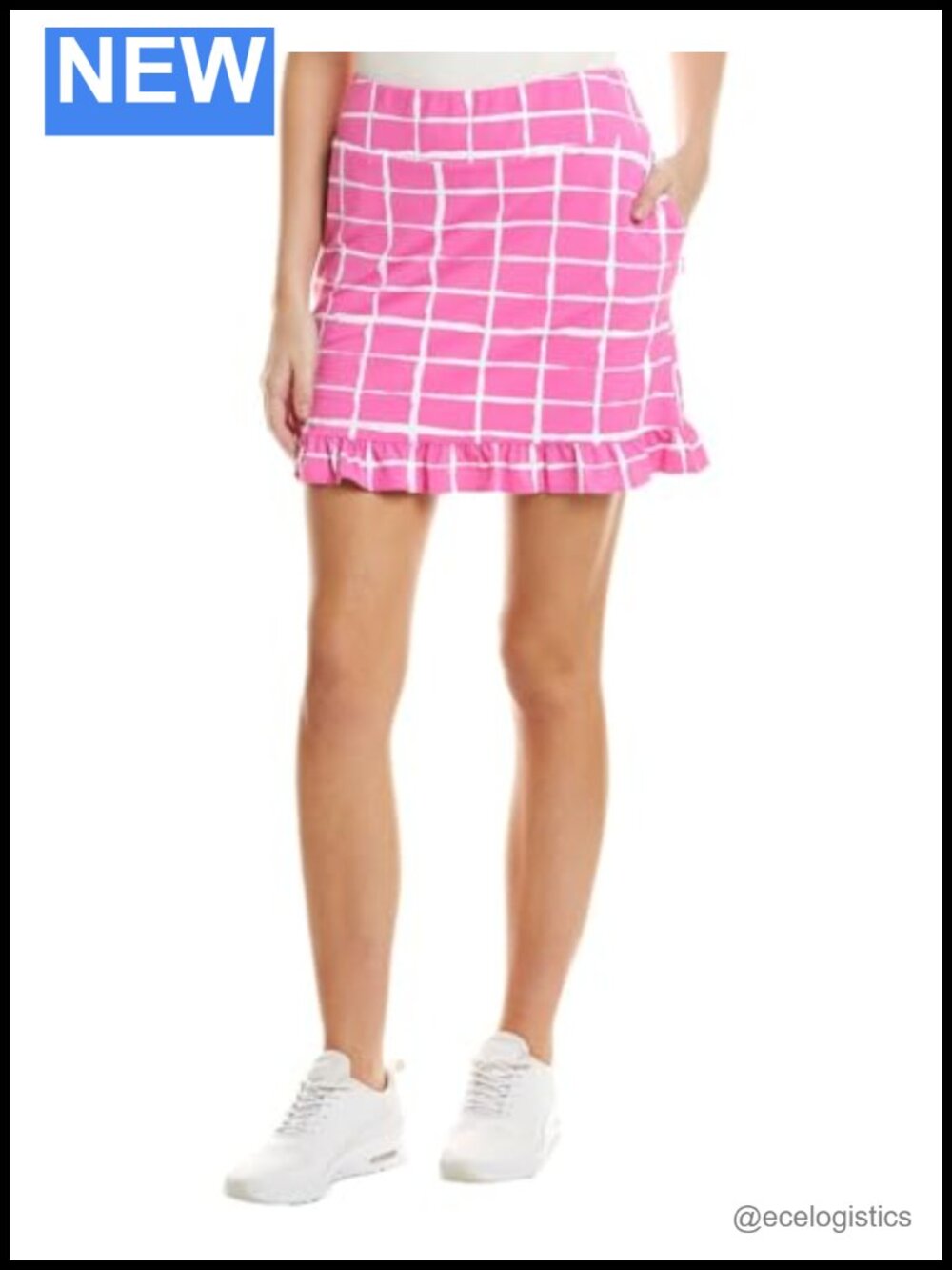 IBKUL Athletic Skort UPF 50+ Icefil Cooling Ruffle Trim Golf Tennis 17.5"